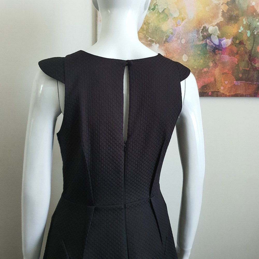Coast UK Size 12 Black Fit and Flare Box Pleated Cap Sleeve Dress NWOT - Picture 5 of 12